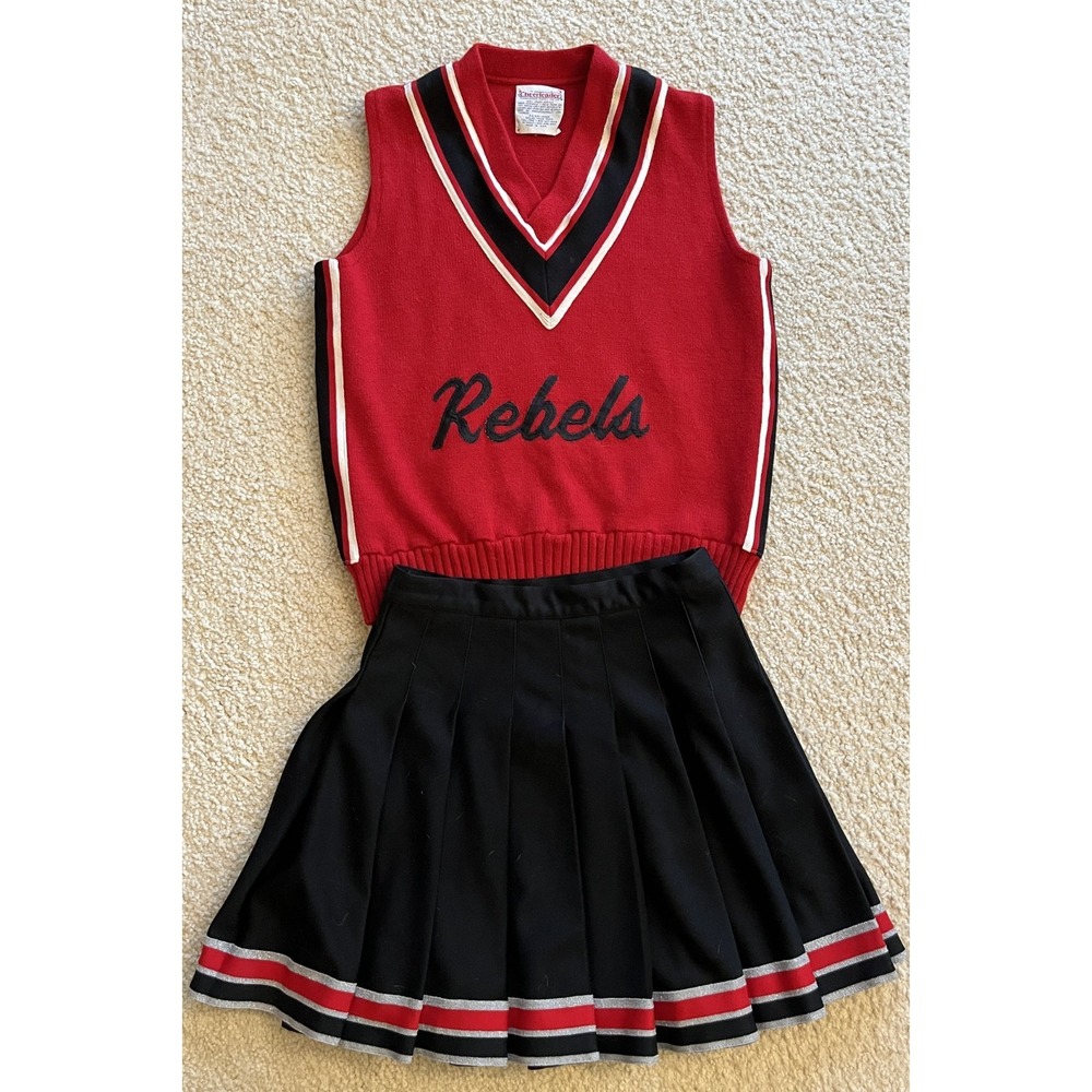 Vintage Cheerleader & Danz Team Outfit Costume Sweater Skirt Junior Women L USA